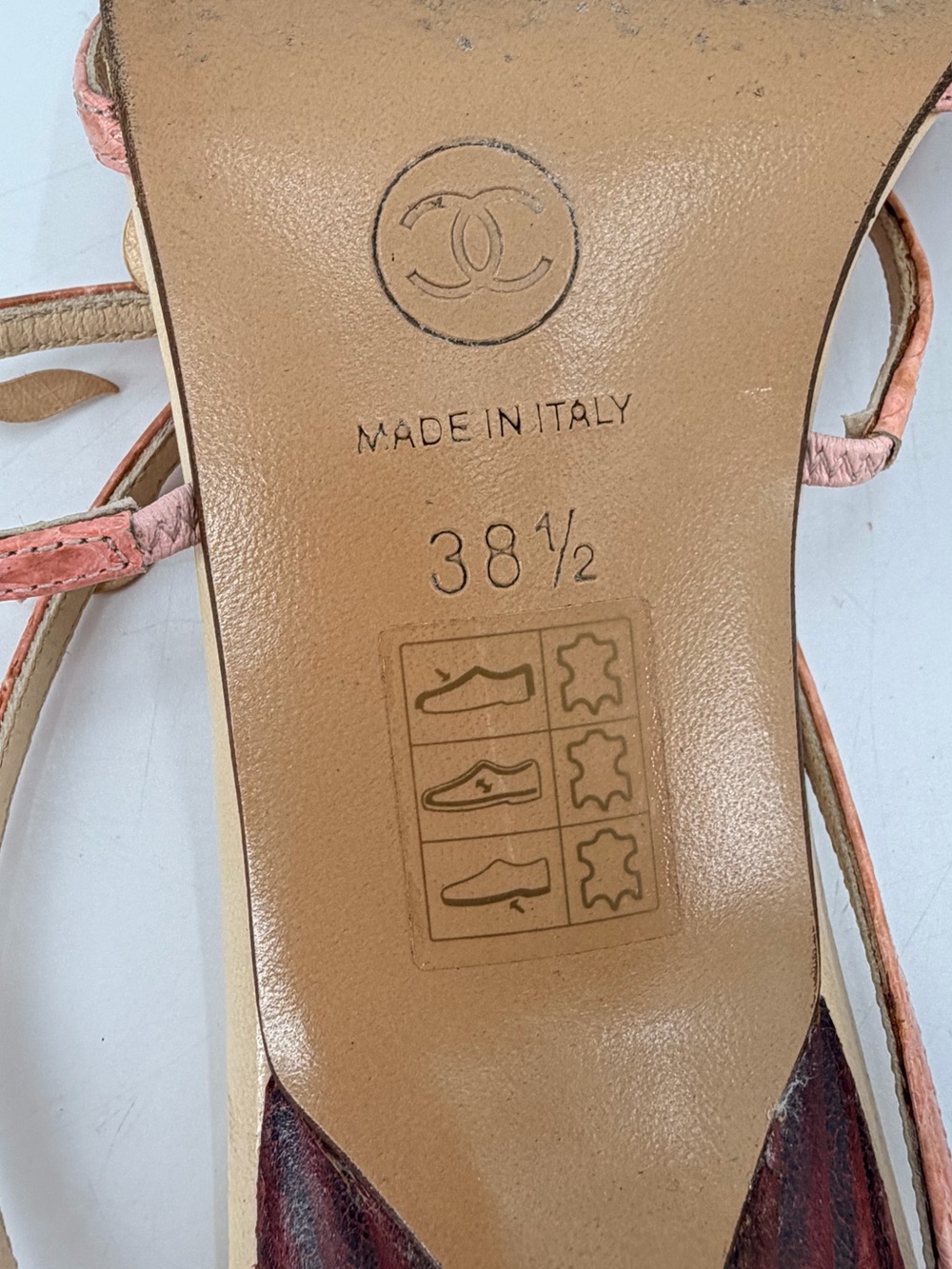 Vintage Y2K Chanel 2001 Rare Strappy Pink Dainty Rosebud Rose Sandals 38.5 FLAWS - Picture 10 of 10